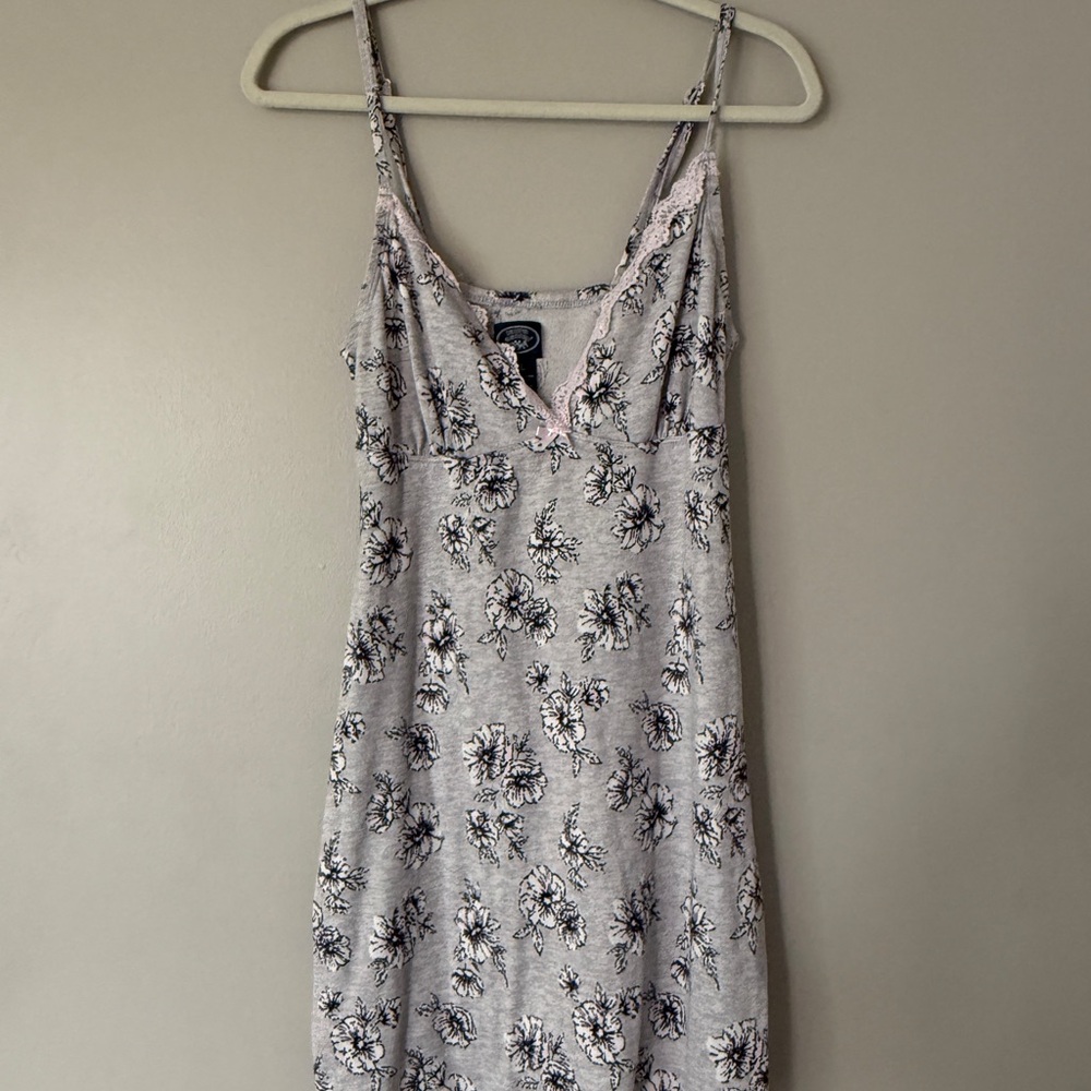 Laura Ashley Vintage Floral Slip Dress with Lace Trim Y2K